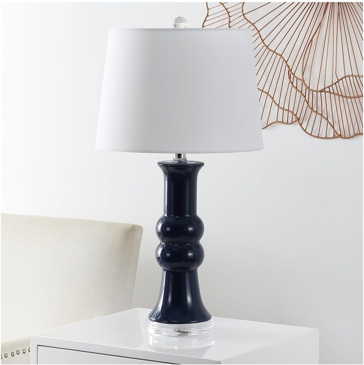 SAFAVIEH Lighting Collection Lamber Navy Ceramic 26-inch Table Lamp Set of 2