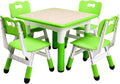 GarveeHome Kids Table and Chairs Set, Height Adjustable Desk for Ages 2-10,Arts & Crafts Table,Graffiti Desktop, Non-Slip Legs, Max 300lbs, Children Multi-Activity Table for Classrooms,Daycares,Home
