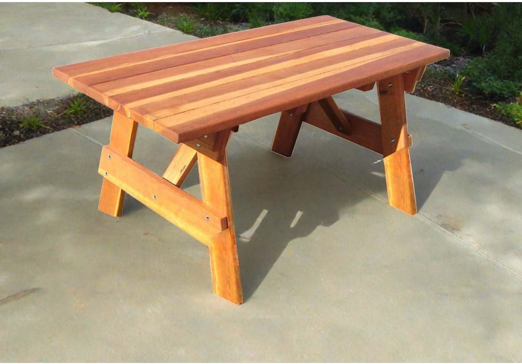Best Redwood Picnic Table - Farmhouse Style Outdoor Dining Solid Wood Bench & Premium Sealant 6ft
