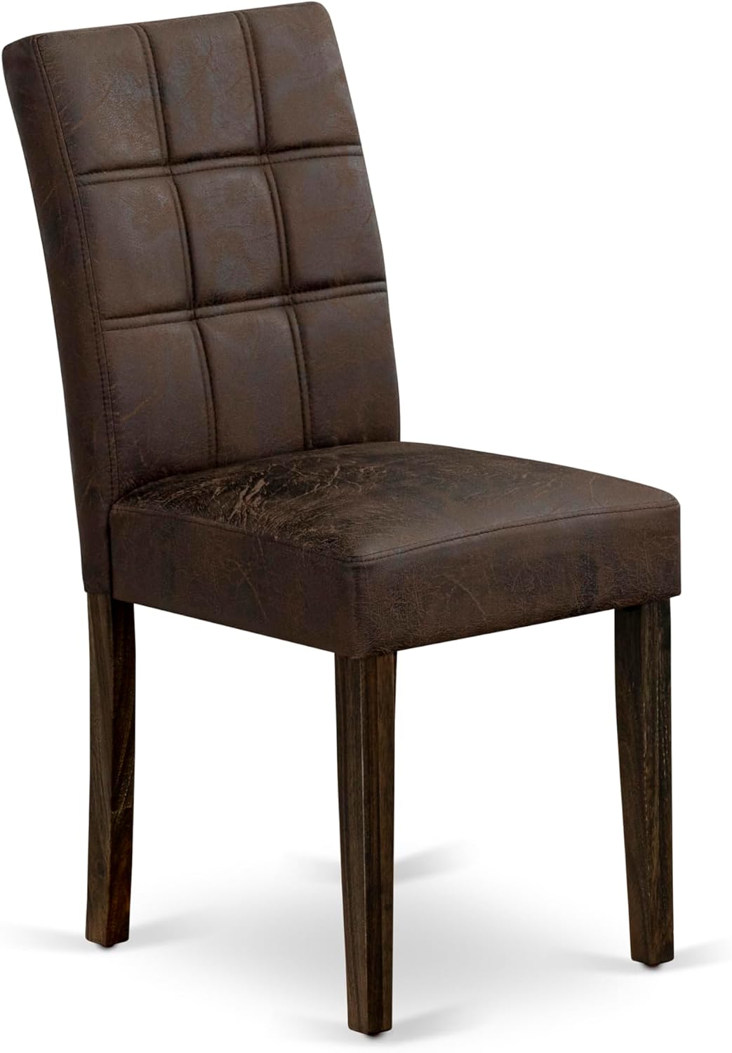 East West Furniture LAAS9-07-T25 9 Piece Table Set Consists A Wood Dining Table and 8 Black Textured Polyester Fabric Parson Dining Chairs, Distressed Jacobean
