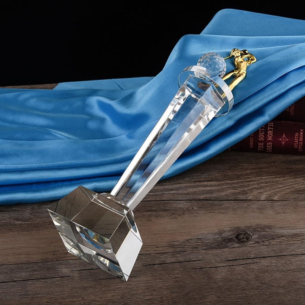 Trophies, Medals Awards Golf Crystal Clear Trophy Golf Tournament Prizes Golf Club Souvenir Trophies Longest Distance, Hole in One Trophy(26cm)