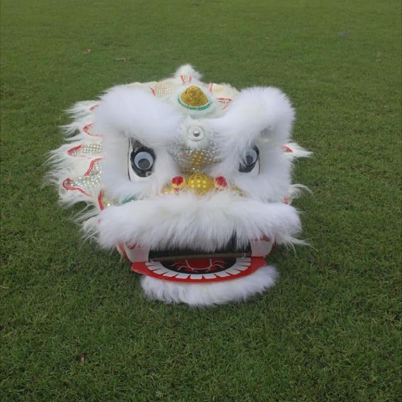 14 Inch Double Lion Dance Mascot Costume Chinese Traditional Dragon Lion Dance for 15+ Age Party Carnival Festivall(White)