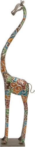 Deco 79 Metal Giraffe Decorative Sculpture Indoor Outdoor Tall Home Decor Statue with Detailed Embossed Scrollwork, Accent Figurine 17' x 7' x 73', Multi Colored