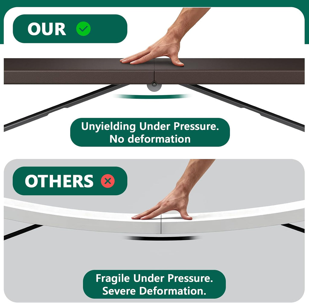 6FT Folding Table, Heavy Duty Plastic Fold-in-Half Utility Table with Handle, Portable Camping Picnic Table with Steel Legs for Indoor Outdoor Party, Dining, Brown,2 Pack