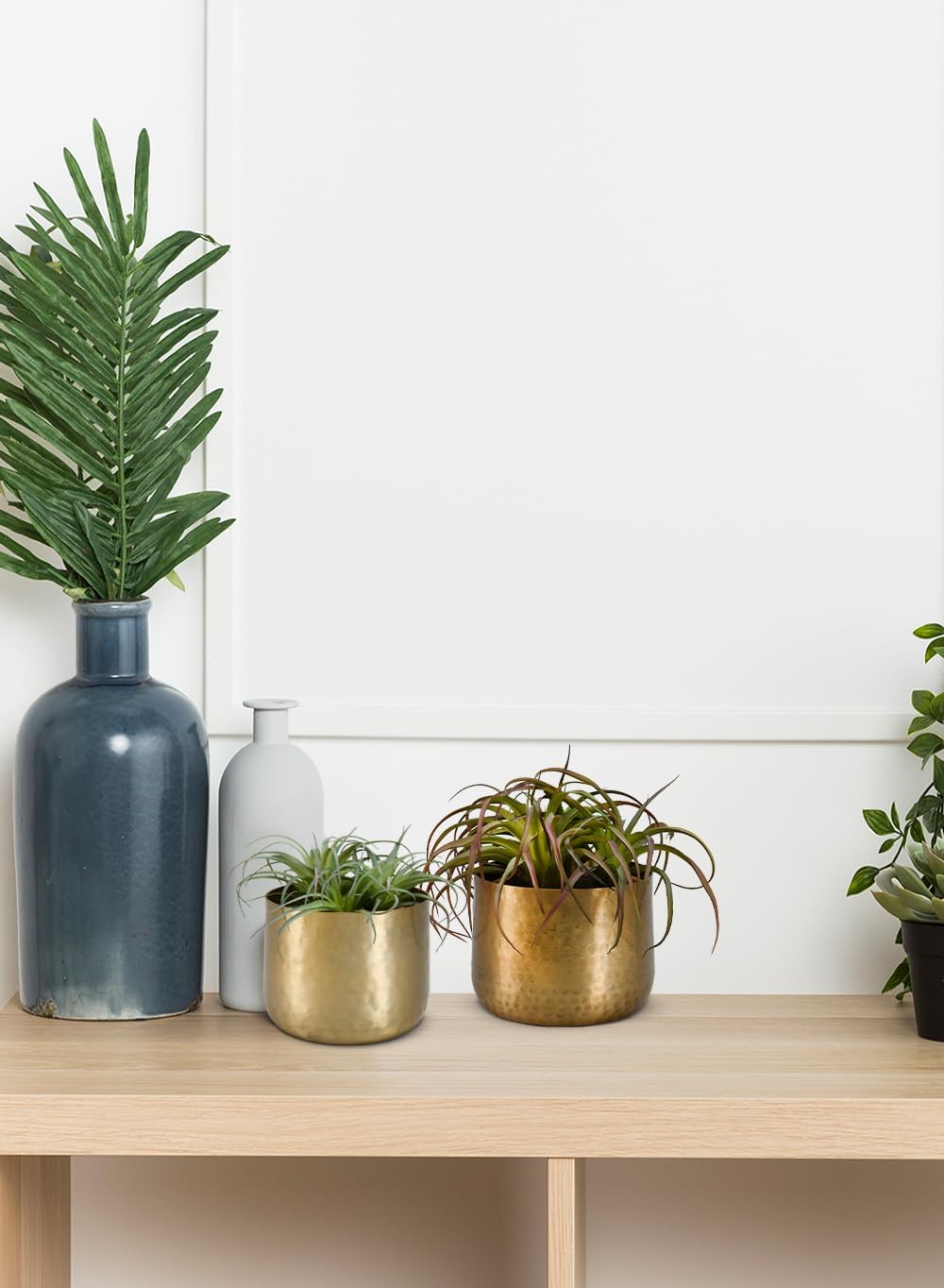 Serene Spaces Living Antique Brass Look Gold Hammered Pots: Stylish Indoor Planter, Decorative Accent for Potted Plants, Gold Flower Vase for Wedding, Extra Small, Set of 12