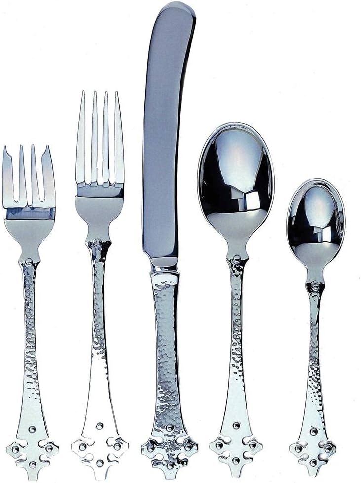 Ginkgo International Celtic 20-piece Flatware Set 18/10 Stainless Hammered Finish, Silverware Service for 4