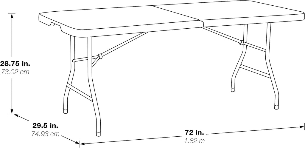 Office Star Resin Rectangle Center-Folding Portable Table for Picnics, Camping, and Tailgating, 6 Feet