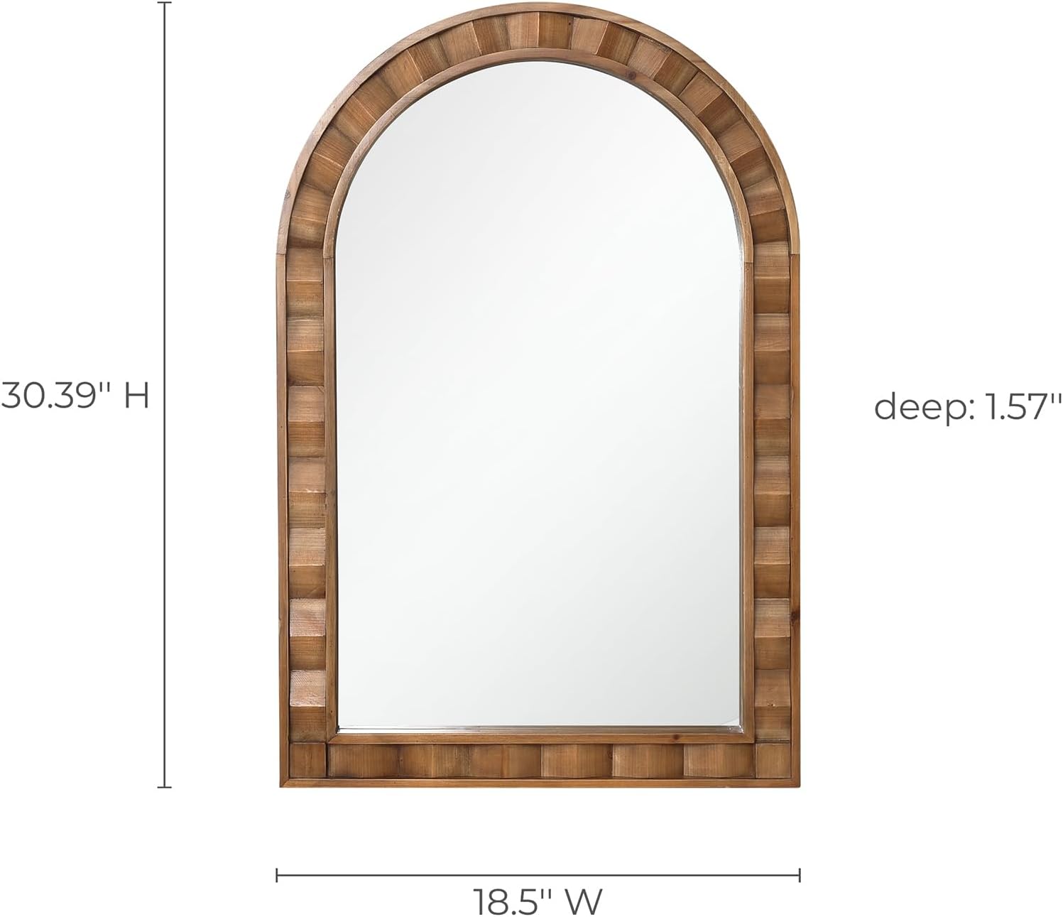 LuxenHome Arched Wall Mirror, 30.4'x18.5' Solid Wood Framed Rustic Farmhouse Decorative Wooden Mirrors, Wall Mounted Hanging Accent Entryway Mirror for Bathroom, Living Room, Bedroom Home Decor