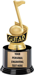 Crown Awards Guitar Trophies with Custom Engraving, 7.25' Personalized Guitar Trophy On Deluxe Round Base Prime