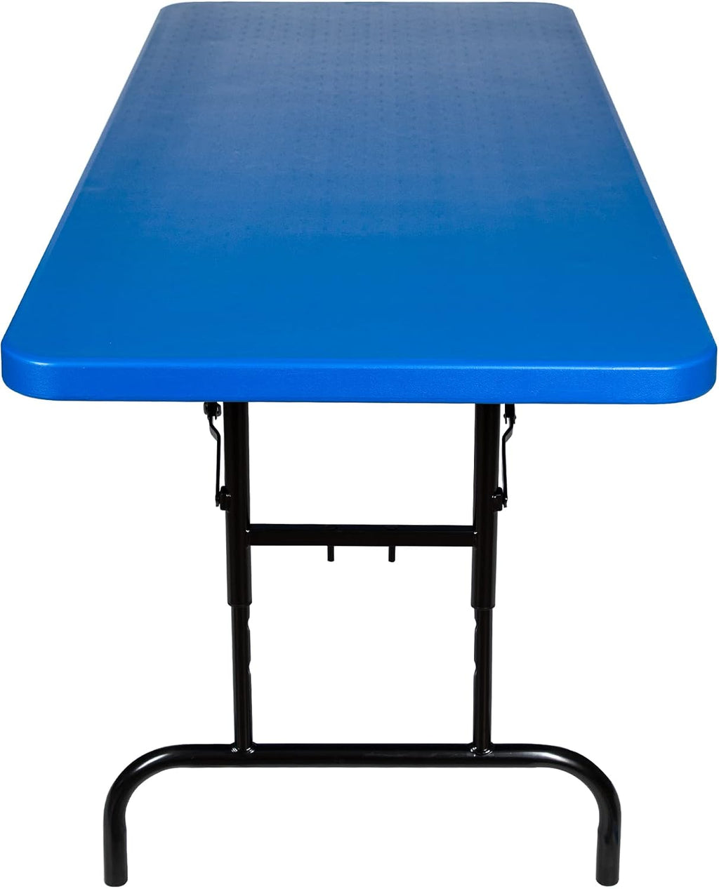 OEF Furnishings OEFBTA-3072-04 Adjustable-Height Commercial-Grade Premium Industrial Folding Table, 6-Foot Pedestal-Leg Design with 17-Gauge Steel Frame and Thick Double-Wall Top (72' × 30', Blue Top)