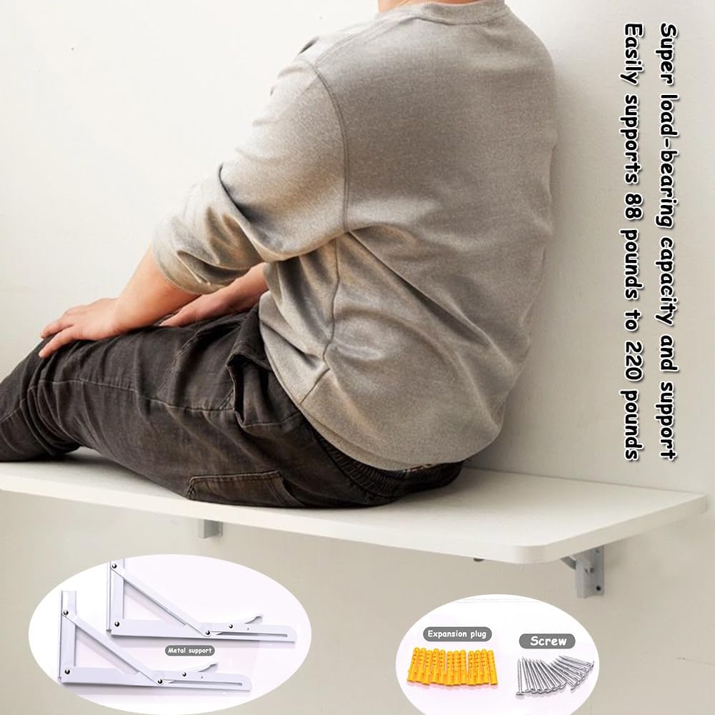 Folding Wall Table Wall Mounted Folding Table Wall Folding Table Drop Down Wall Mounted Table Suitable for Office Study Bedroom Kitchen Dining Room Laundry And Other Places White 23.6'D x 15.7'W