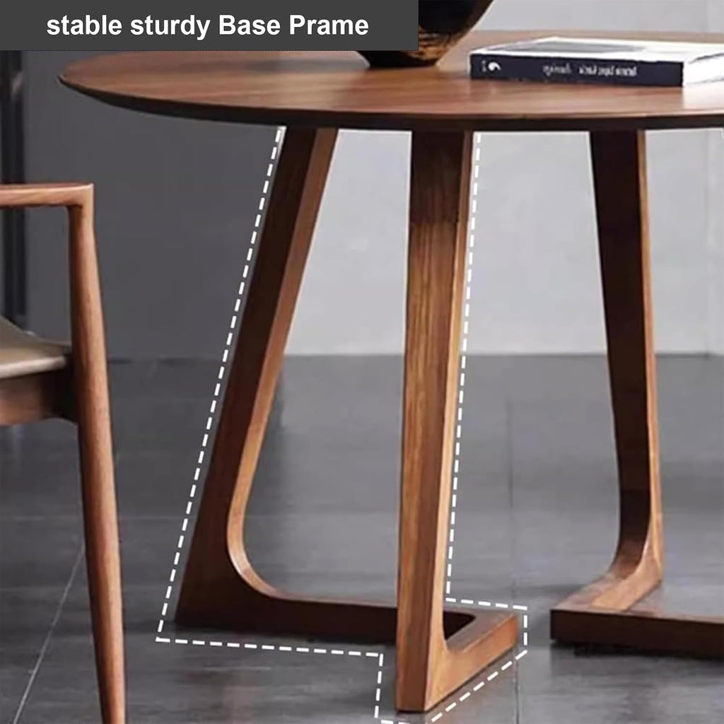 Mid Century Modern Dining Table Round Solid Wood Kitchen Dining Room Tables Rustic Pedestal Table Small Leisure Coffee Table for 2,4 People for Living Room Bedroom (Size:60*60*60cm,Color:Walnut color)
