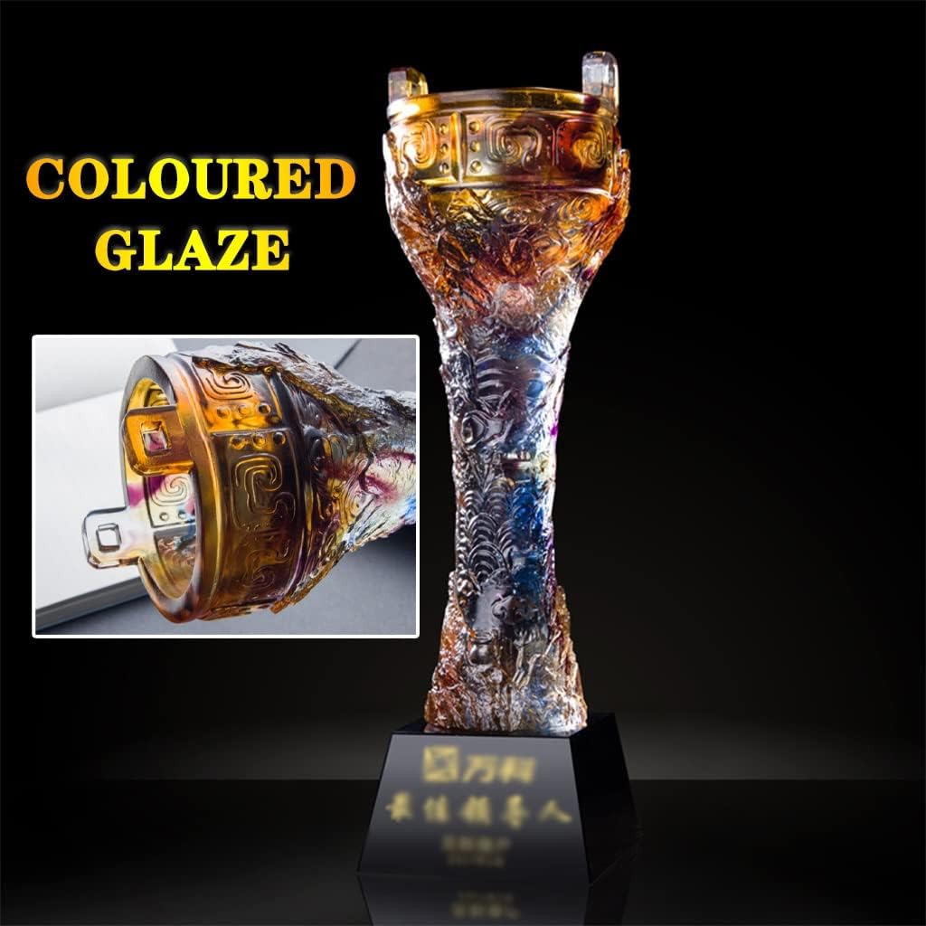 Award Trophies Chinese Tripod Creative Trophy, Ancient Coloured Glaze Trophies, Annual Meeting Custom Awards Cup, Awards Commemoration, Vintage Collectibles (Color : Multi-Colored, Size : 8 * 30cm)