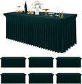 Smiry Spandex Tablecloth 6 Pack, Elastic Fitted Stretch Tablecloth for 6FT Rectangle Tables, Waterproof Washable Table Cover Skirt for Wedding, Banquet & Parties (Hunter Green, 72Lx30Wx30H Inch)