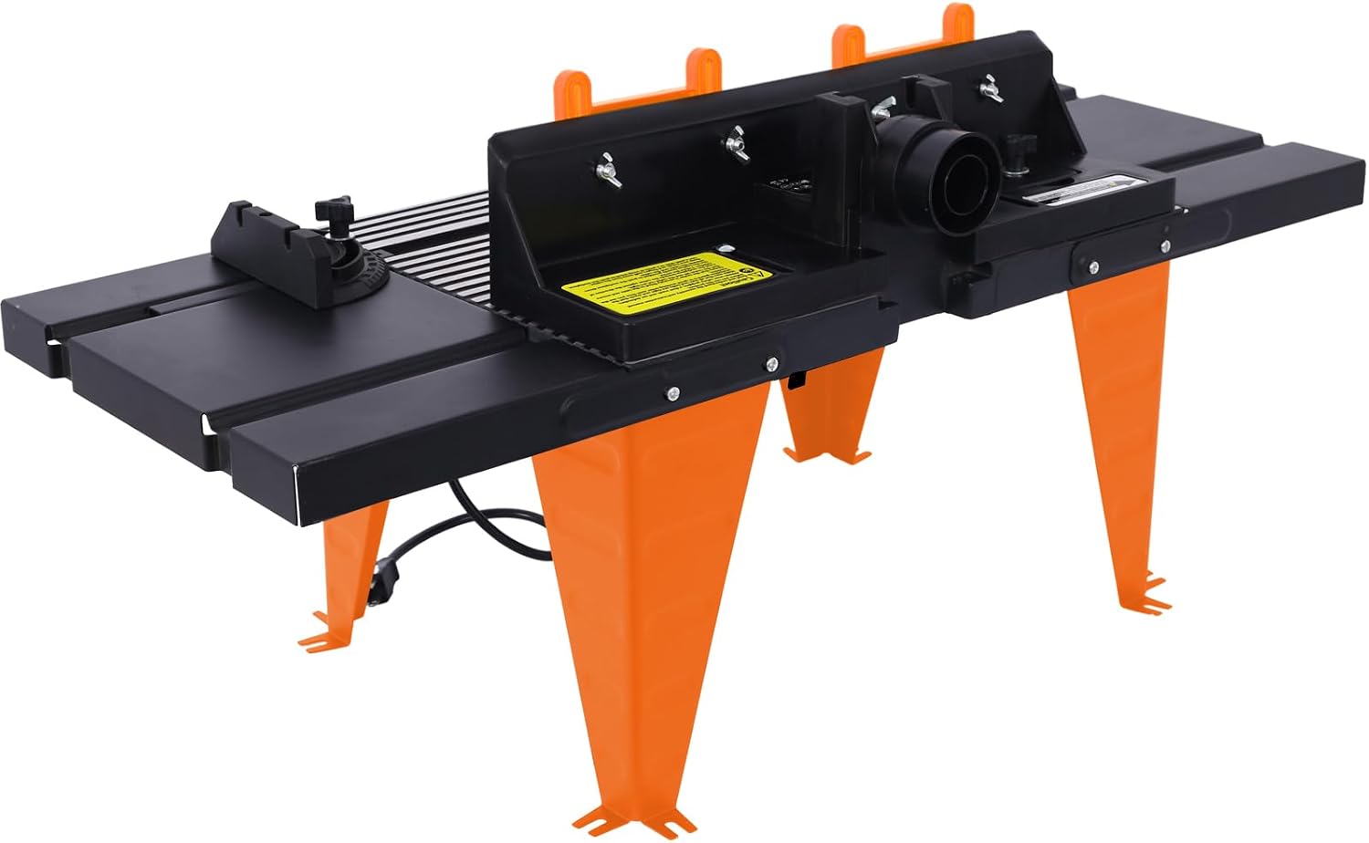 ZeHuoGe Electric Benchtop Router Table Wood Working Tool with Steel Stand, Universal Benchtop Router Tables Top with Adjustable Fence (Black+Orange, 34' L×13.5' W×16' H)