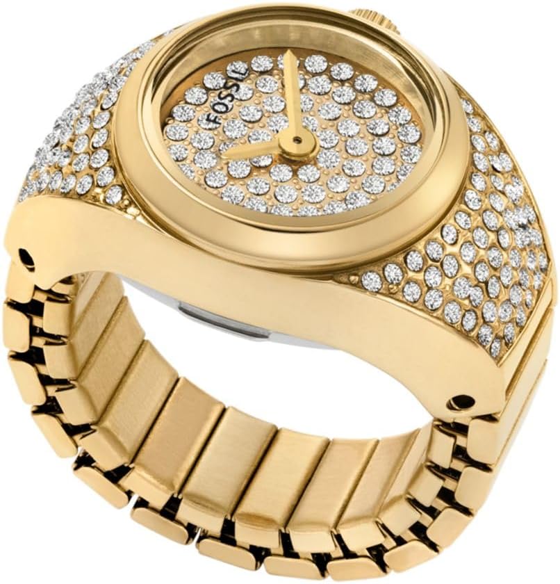 Fossil Women's Watch Ring, Quartz Stainless Steel Two-Hand Ring Watch for Women