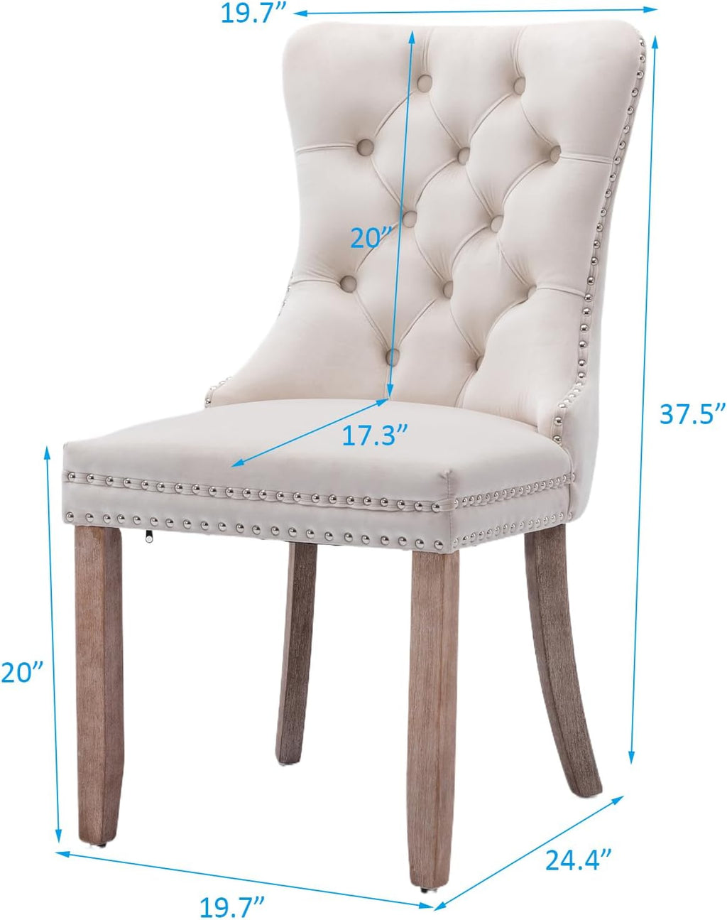 Dining Table and Dining Chair Set 31.5' White Round Table&2 Velvet Upholstered Wooden Legs Chairs for Kitchen Dining Room Small Space 3 Piece Dining Table and Chair Set（Beige）