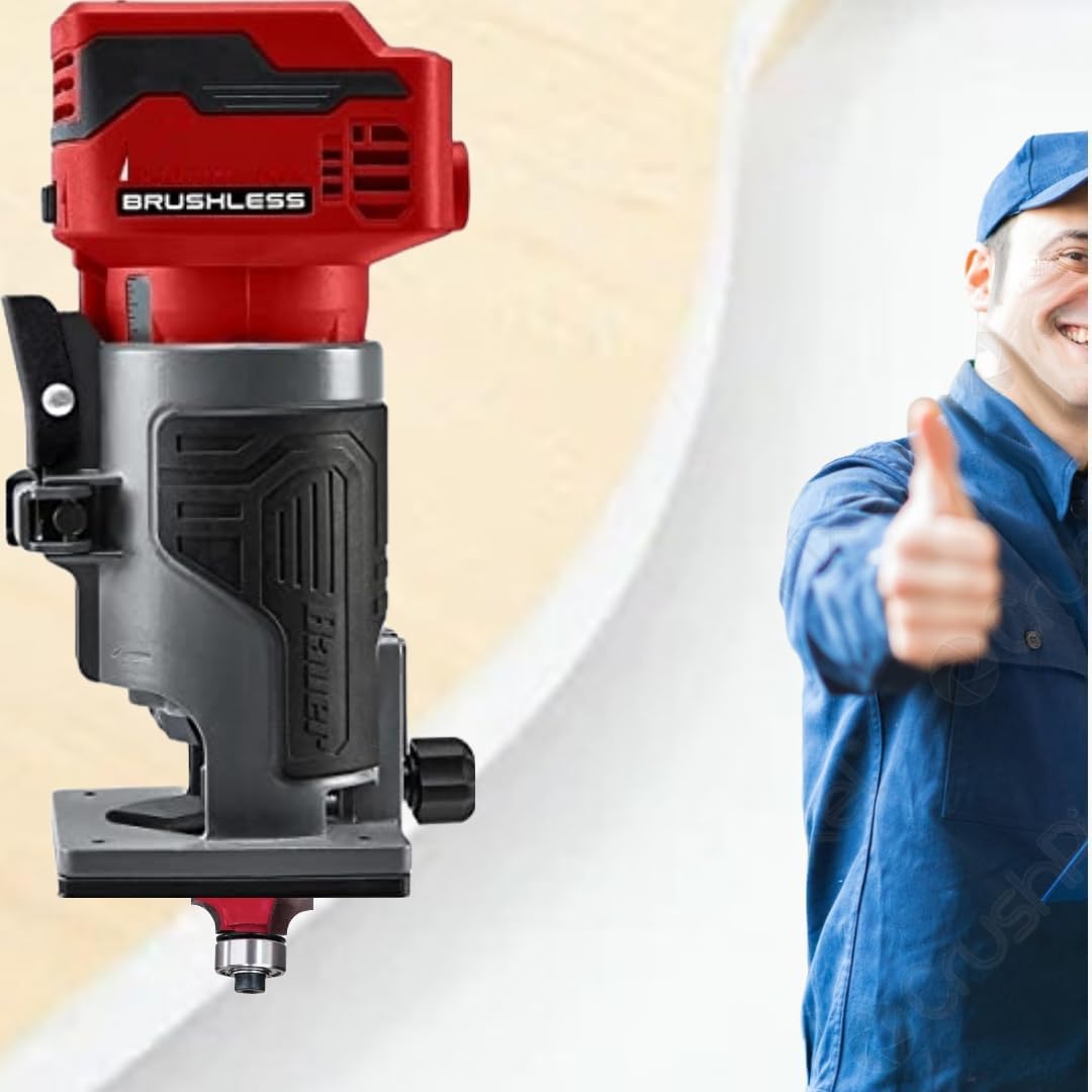 New!! 20 Volt Router Compatible with Bauer 20V Brushless Cordless Variable Speed Compact Router (21121CR-B) - Superior maneuverable, ideal for precision woodworking projects (Tool Only - No Battery)