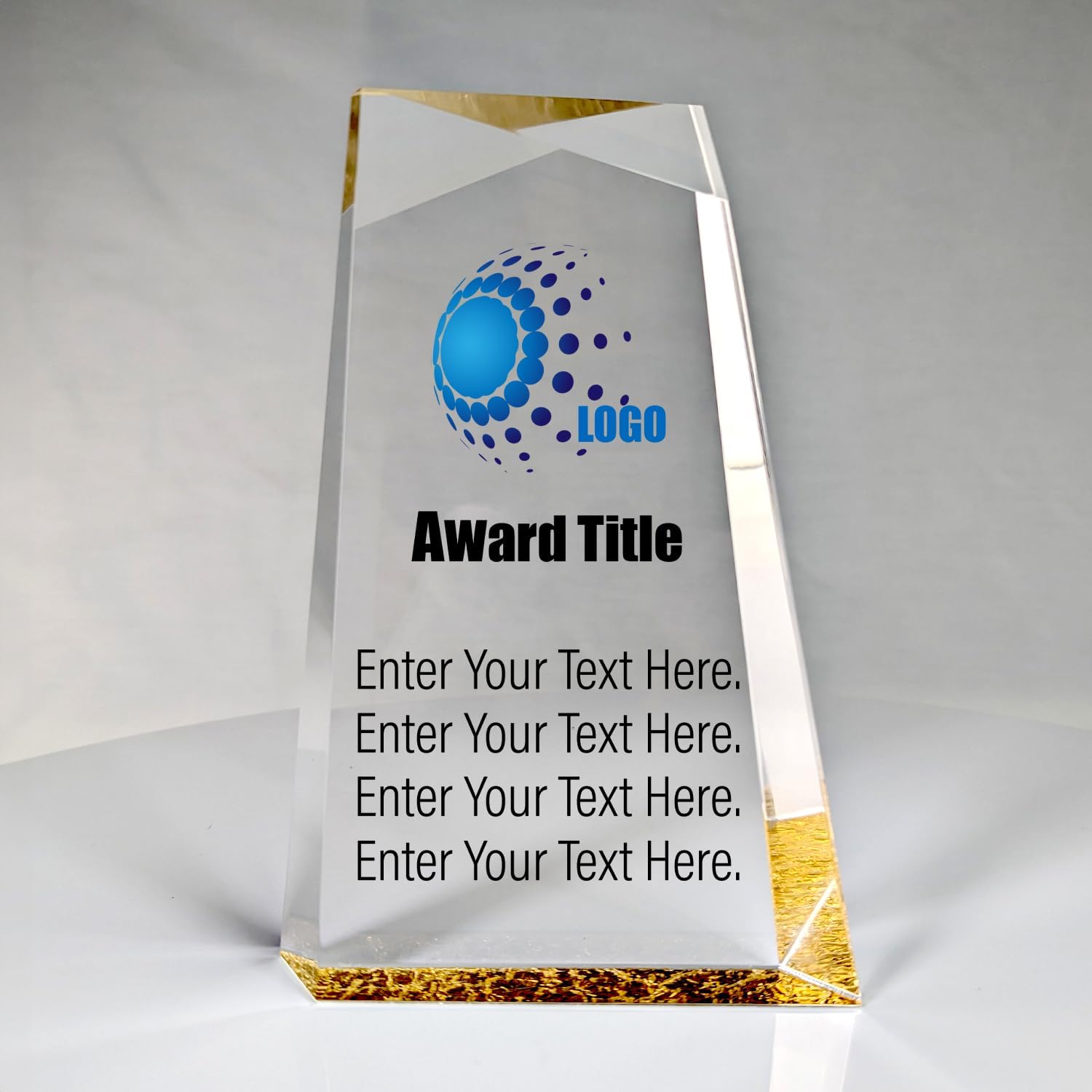 Personalized Acrylic Award with Gold Tint - Recognition Acrylic Trophy for Employee of the Month, Appreciation Gifts, Thank You for Your Service, Custom Trophy, Work Anniversary, Employee & Co-Worker Gifts (Crystal Facet Wave)