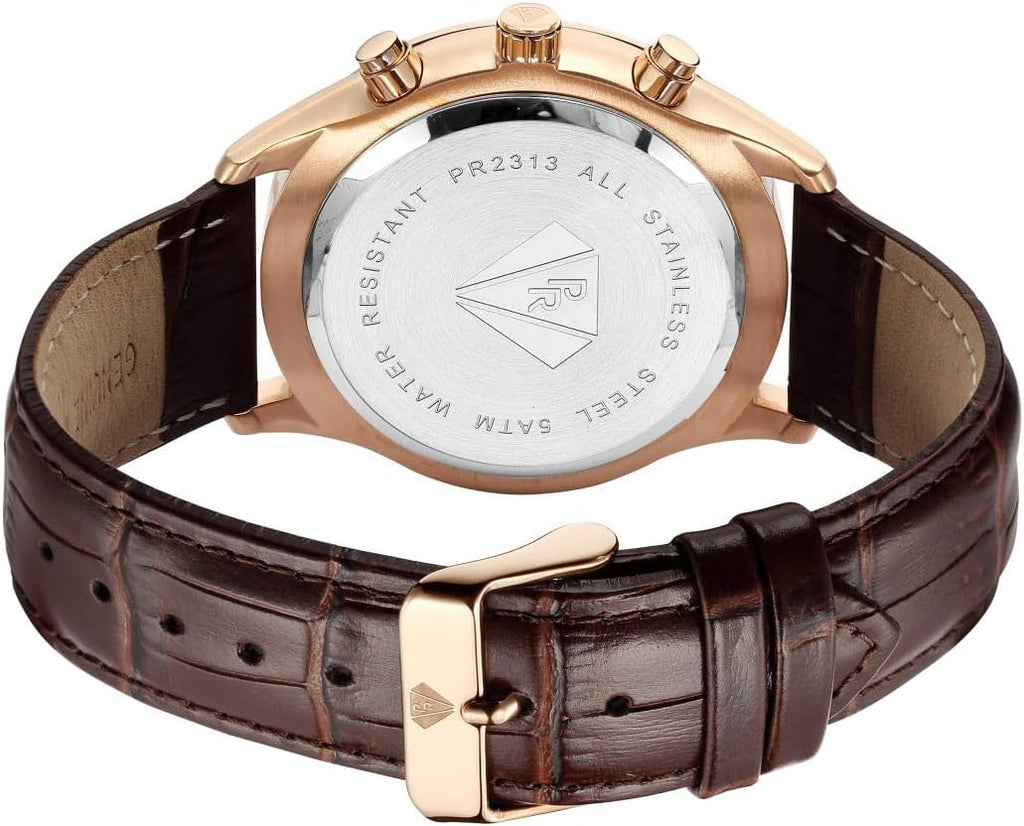 PIERRE RICHARDSON Men's Luxury Watch PR2320 – Silver Stainless Steel Quartz, 44mm, 5ATM Water Resistant, Scratch-Resistant Sapphire Crystal Glass