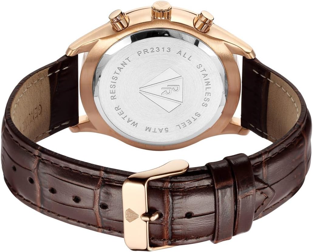 PIERRE RICHARDSON Men's Luxury Watch PR2320 – Silver Stainless Steel Quartz, 44mm, 5ATM Water Resistant, Scratch-Resistant Sapphire Crystal Glass