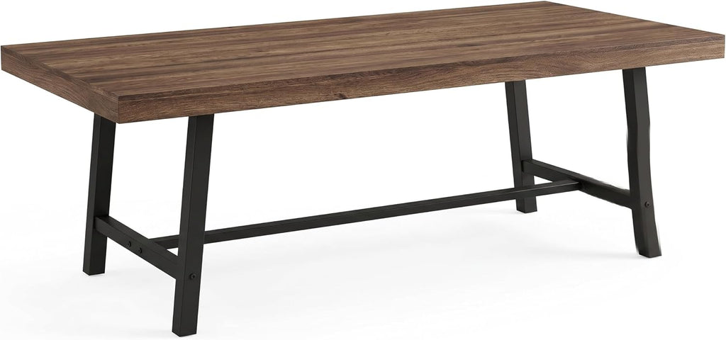 GarveeHome Industrial Dining Table for 6-8, 70.87' Heavy Duty Rectangular Kitchen Table with 2'×2' Metal Legs & Wood Top, Large Dining Table for Home Office, Dining (Brown, 71' Non-Extendable)