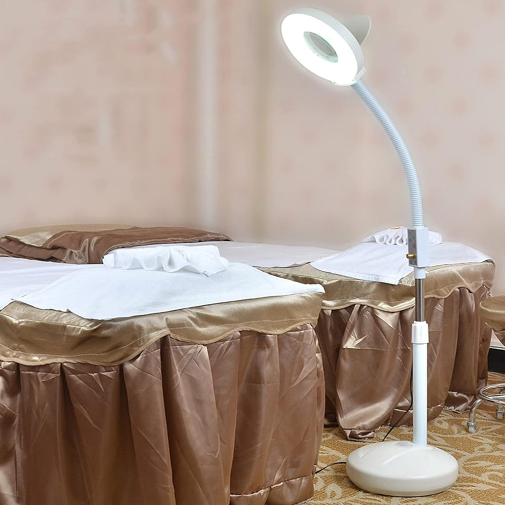 Dimmable Magnifier Lamp, 8X Beatuy Magnifying Glass Lamp LED Cold Light Floor Lamp Soft Light Shadowless Eye Care Light for Tattoo Skin Care Manicure Eyebrows