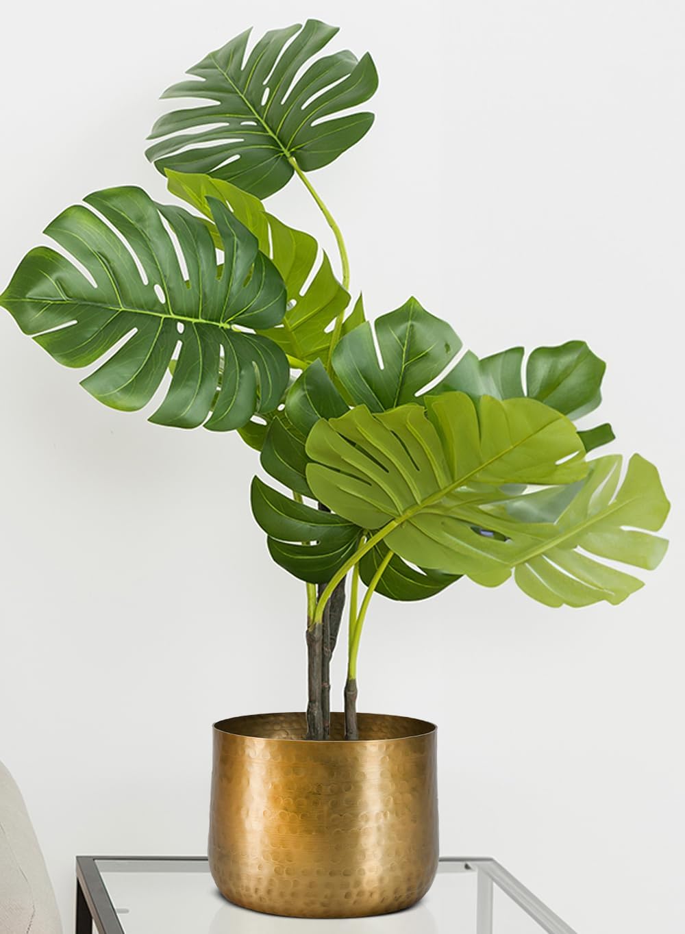 Serene Spaces Living Antique Brass Look Gold Hammered Pots, Indoor Planter Pot, Decorative Accent for Potted Plants, Gold Flower Vase for Wedding, 7' Diameter and 5.25' Tall, Pack of 6