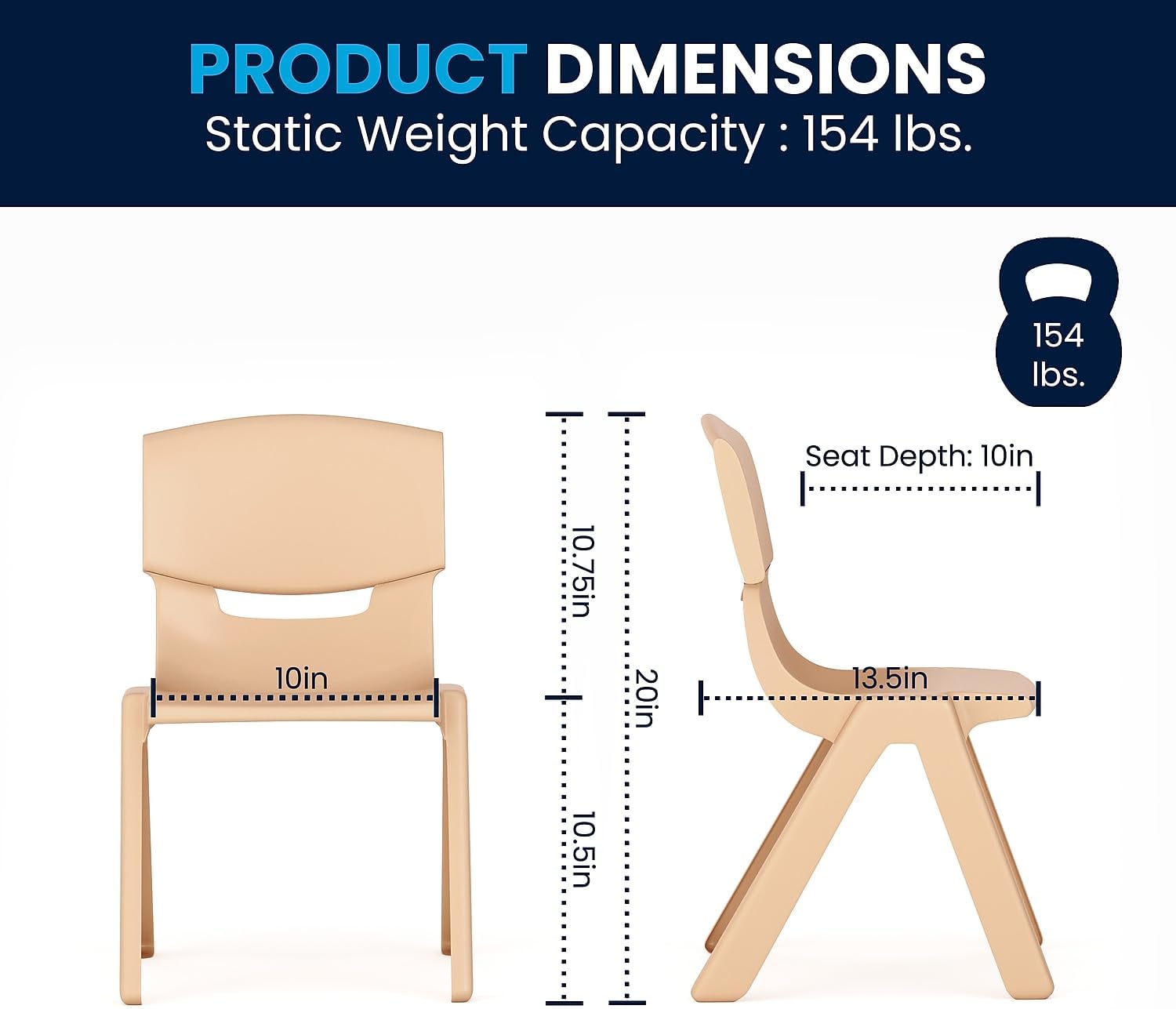 Flash Furniture Emmy Adjustable Classroom Activity Table with 6 Stackable Chairs, Plastic Activity Table for Kids, 23.625' W x 47.25' L, Natural