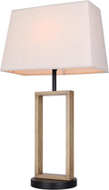 Canarm Burke Table Lamp 26-Inch Modern Rustic Matte Black and Wood Finish with On-Off Switch on Base Ideal for Living Room and Bedroom Accent Lighting