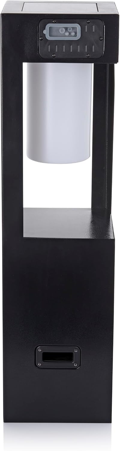 Alpine Corporation Outdoor Solar Metal Bluetooth 5.0 Speaker Plays 50 Foot Sound Range with Ground Stake and LED Lights, 24' H, Black