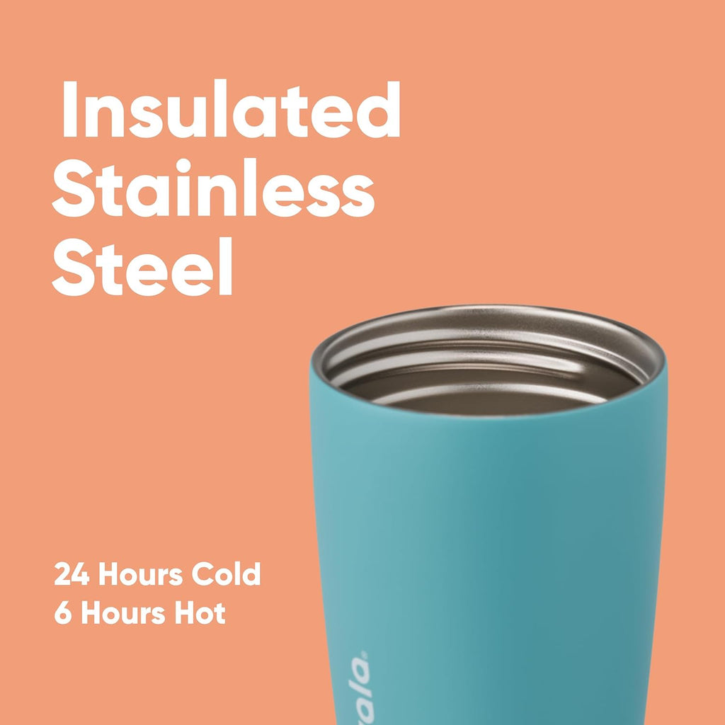 Owala SmoothSip Slider Insulated Stainless Steel Coffee Tumbler, Reusable Iced Coffee Cup, Hot Coffee Travel Mug, BPA Free 12 oz, Grey/Blue (Beachy Breeze) (Pack of 8)