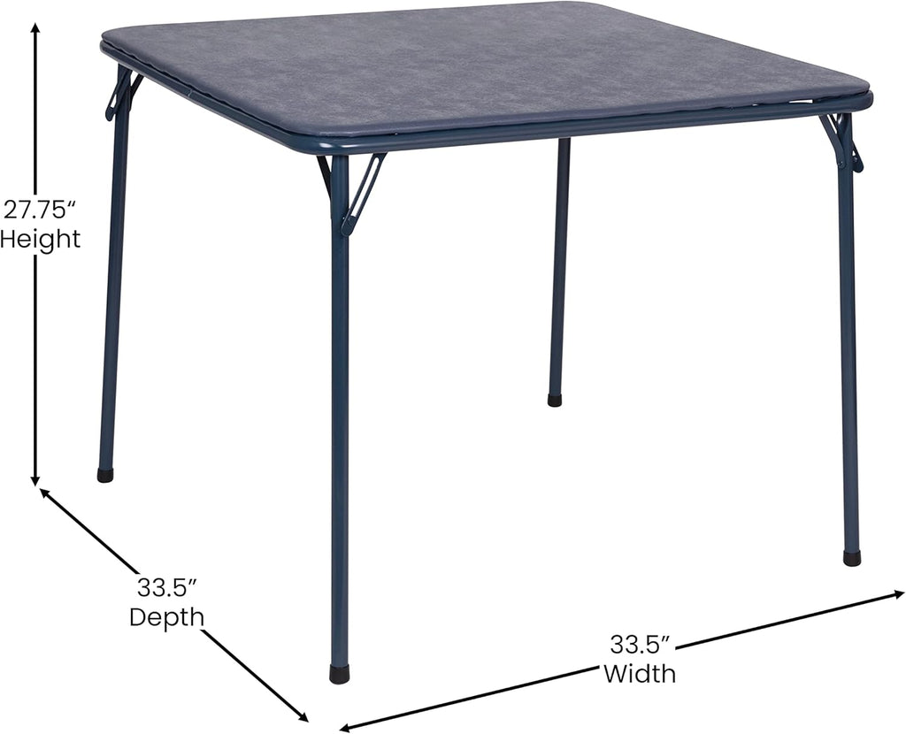 EMMA + OLIVER 5-Piece Multipurpose Folding Card Table and Chairs Set for 4 Players, Padded Top Portable Square Folding Table and Chairs Set, Navy