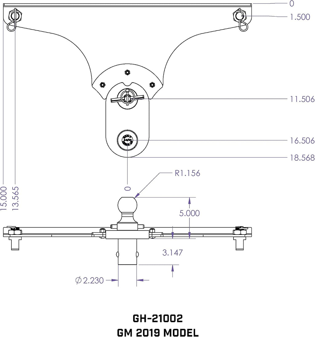 GEN-Y GH-21002 GoosePuck 5' Offset Gooseneck Ball for OEM Puck Mount System fits 2019 Chevy and GMC Long Bed Trucks - 25,000 LB Towing Capacity