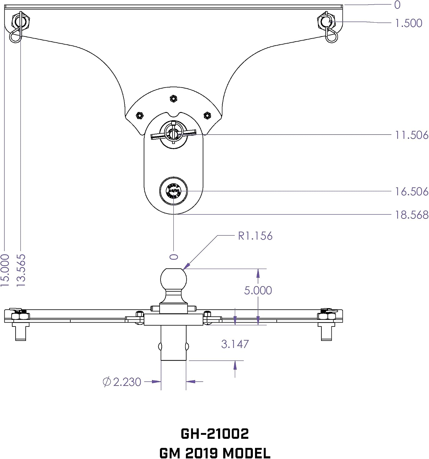 GEN-Y GH-21002 GoosePuck 5' Offset Gooseneck Ball for OEM Puck Mount System fits 2019 Chevy and GMC Long Bed Trucks - 25,000 LB Towing Capacity