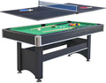 2 in 1 Pool and Table Tennis Multi Game Table, 6-Foot Modern Billiards Table with Conversion Top of Table Tennis Includes Cues, Paddles and Balls