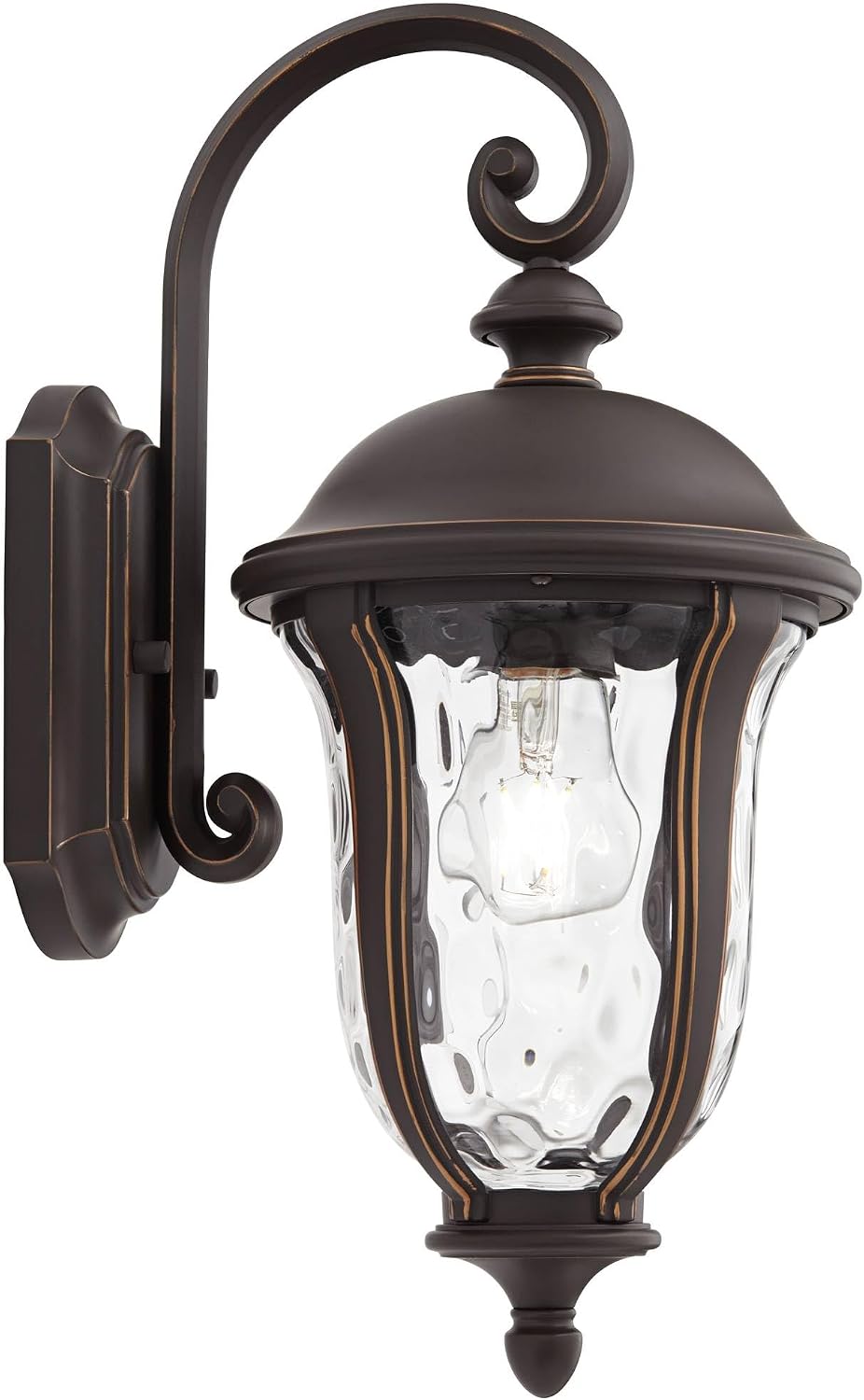 John Timberland Park Sienna Rustic Vintage Outdoor Wall Light Fixtures Set of 2 Bronze Metal 16 3/4' Clear Hammered Glass Panels for Post Exterior Barn Deck House Porch Yard Patio Garage Garden