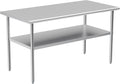 Stainless Steel Table for Prep & Work, 30x58 Inches, Metal Commercial Heavy Duty Table with Adjustable Under Shelf for Restaurant, Home and Hotel