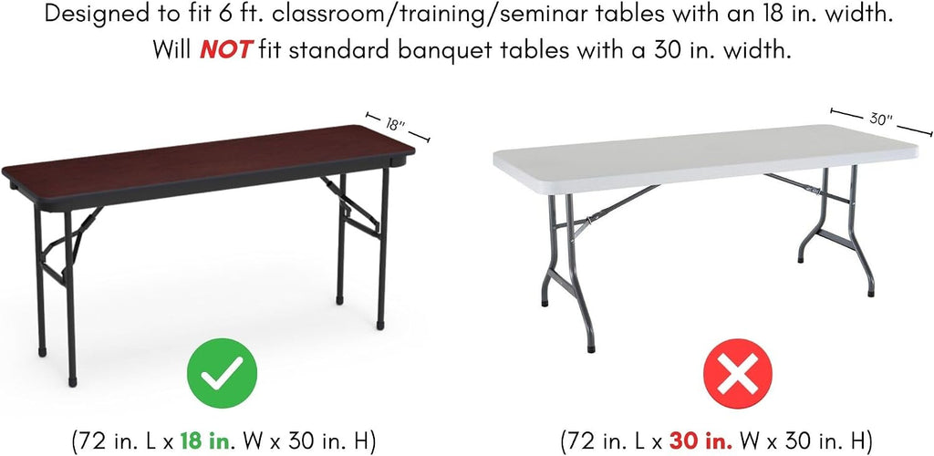 YOUR CHAIR COVERS - 6 Ft x 18 Inches Black Spandex Open Back Rectangular Training Tablecloth, Fitted Stretch Table Cover - Pack of 10