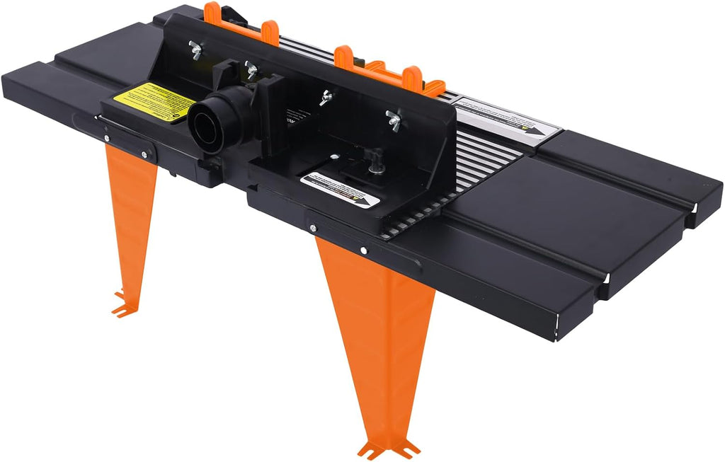 ZeHuoGe Electric Benchtop Router Table Wood Working Tool with Steel Stand, Universal Benchtop Router Tables Top with Adjustable Fence (Black+Orange, 34' L×13.5' W×16' H)