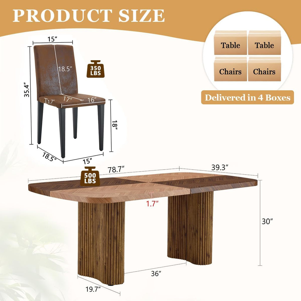 Dining Table Set for 8 - Large 78.7' Rectangular Kitchen Table Set for 8 with Cushioned Chairs,Modern Mid-Century Wood Dining Room Table for 8 Ideal for Kitchen & Gatherings