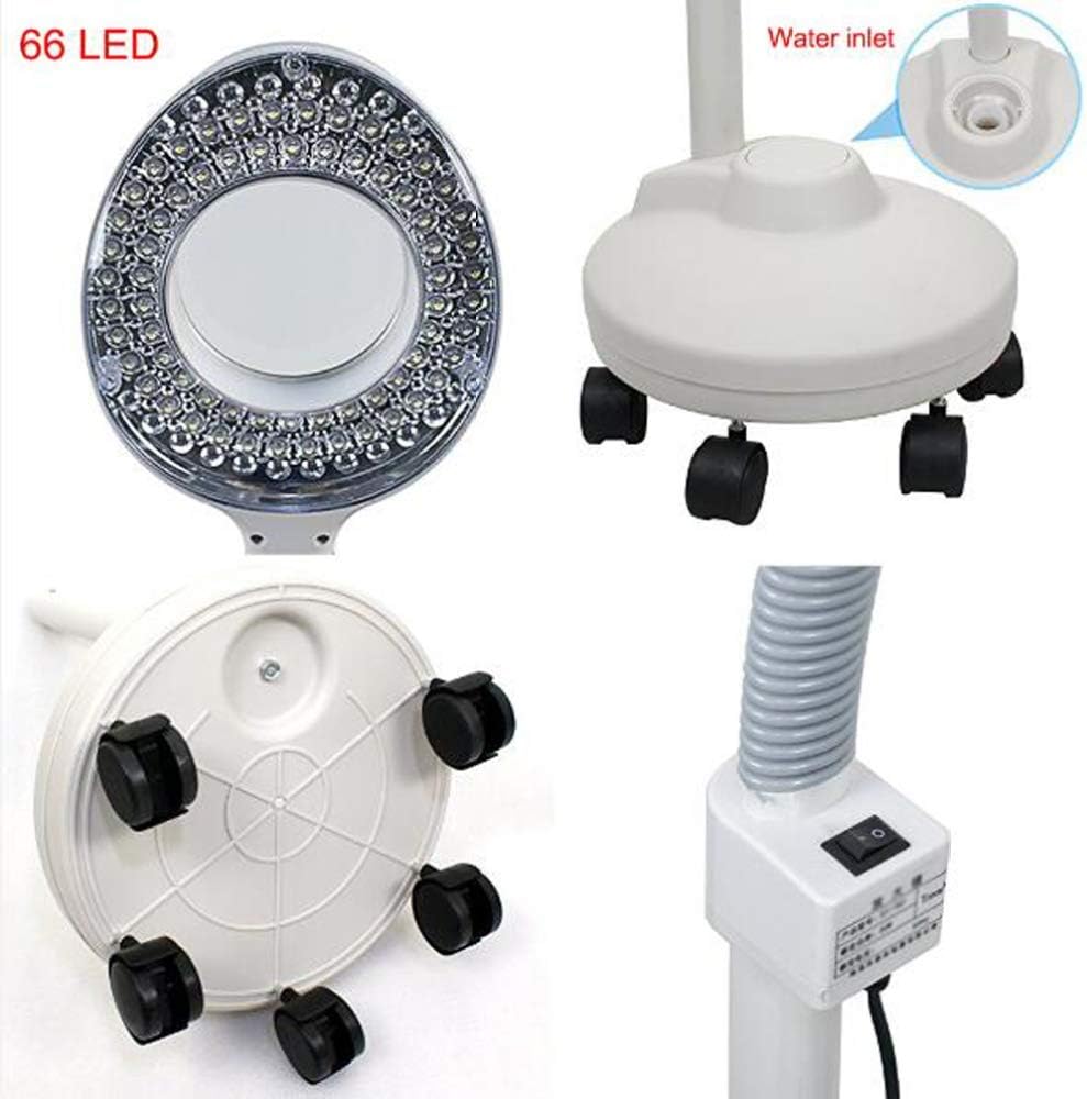 Magnifying Floor Lamp 3X Diopter LED Magnifier Beauty Lamp with Rolling Floor Stand with 5 Wheels Adjustable Gooseneck