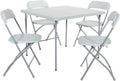 Office Star Resin 5-Piece Folding Square Table and Chair Set, Light Grey