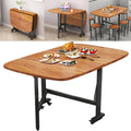 Multifunction Table Drop Leaf Dining Table - 47' Wooden Foldable Kitchen Table with 6 Wheels (Brown)