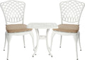HOMEFUN Thickened Heavy-Duty Cast Aluminum Bistro Set of 2 Outdoor 3 Piece Patio Set with Padded Cushion, Ultra Sturdy Rustproof All-Weather for Garden Balcony, White