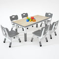 LulliSpace Kids Study Table and 6 Chairs Set,Height Adjustable Table and Chairs for Children and Toddlers,47.2'X23.6'Graffiti Desktop,Suitable for Daycare,Classrooms, Home