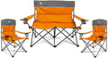 Camping Chair Set of 3, Outdoor Folding Camping Chairs for Heavy People with Cup Holder & Carry Bag,Collapsible Chair Include One Sofa Chair and Two Single Chair,Support up to 500lbs