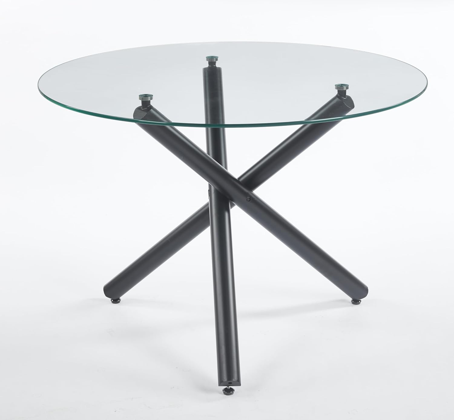Round Glass Dining Table,Glass Dining Room Table with Metal Legs, Modern Glass Kitchen Table for Home, Kitchen, Dining Room