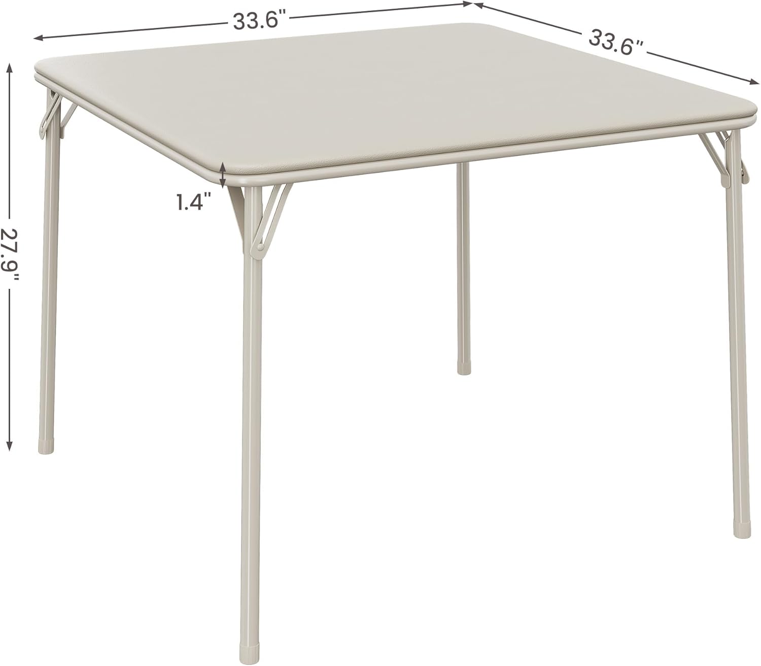 Folding Card Table and Chair Set of 3, Portable Square Card Table with 4 Upholstered Chairs, Foldable Chairs and Tables for Indoor and Outdoor Use, Space-Saving, No Assembly Required, Beige