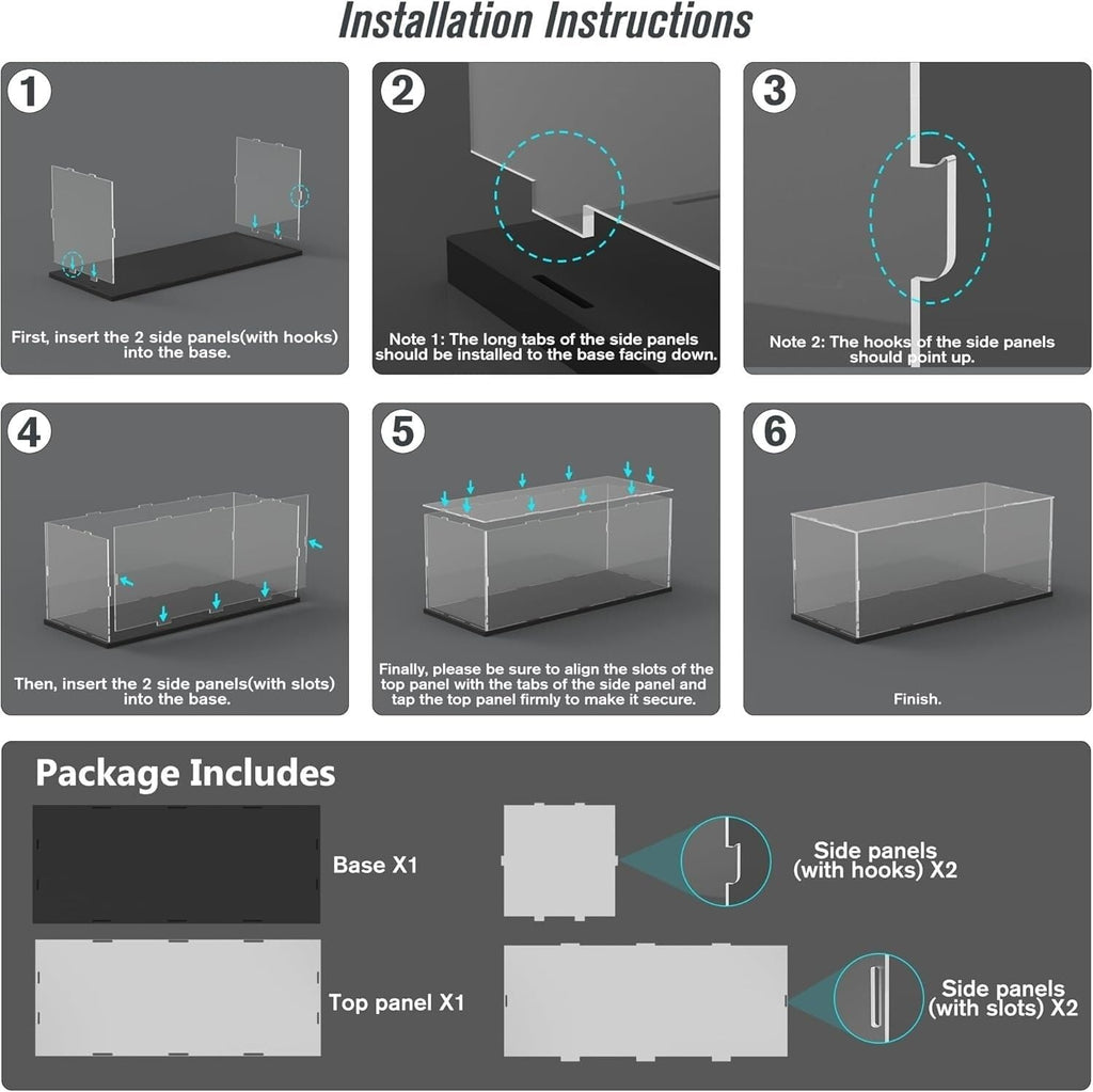 12 14 16 18 20 22 24 26 28 Inch Trophy Holder Clear Acrylic Display Case Assemble Box with Black Base, Dustproof Storage for Souvenirs & Awards(45x45x45cm/18x18x18in)